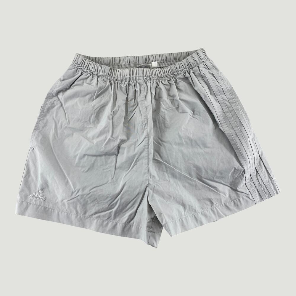 Adidas Gray Athletic Shorts Elastic Waist 3-Stripe Lightweight Men’s Small
